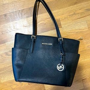 Charlotte Large Saffiano Leather Top-Sip Tote Bag by Michael Kors